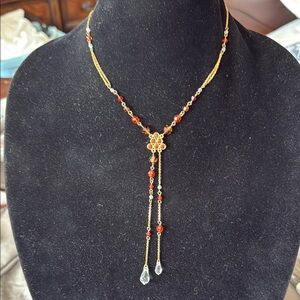 Elegant Gold and Red Necklace